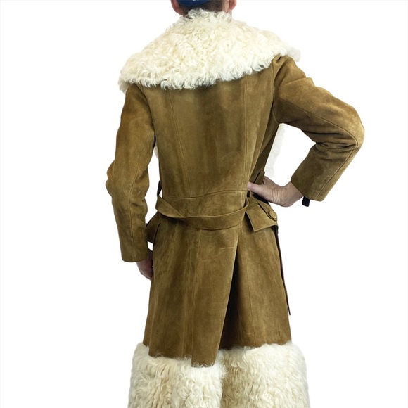 1960s GENUINE SUEDE LEATHER MADE IN GREAT BRITAIN with ASTRAKHAN LAMB - Picture 3 of 8